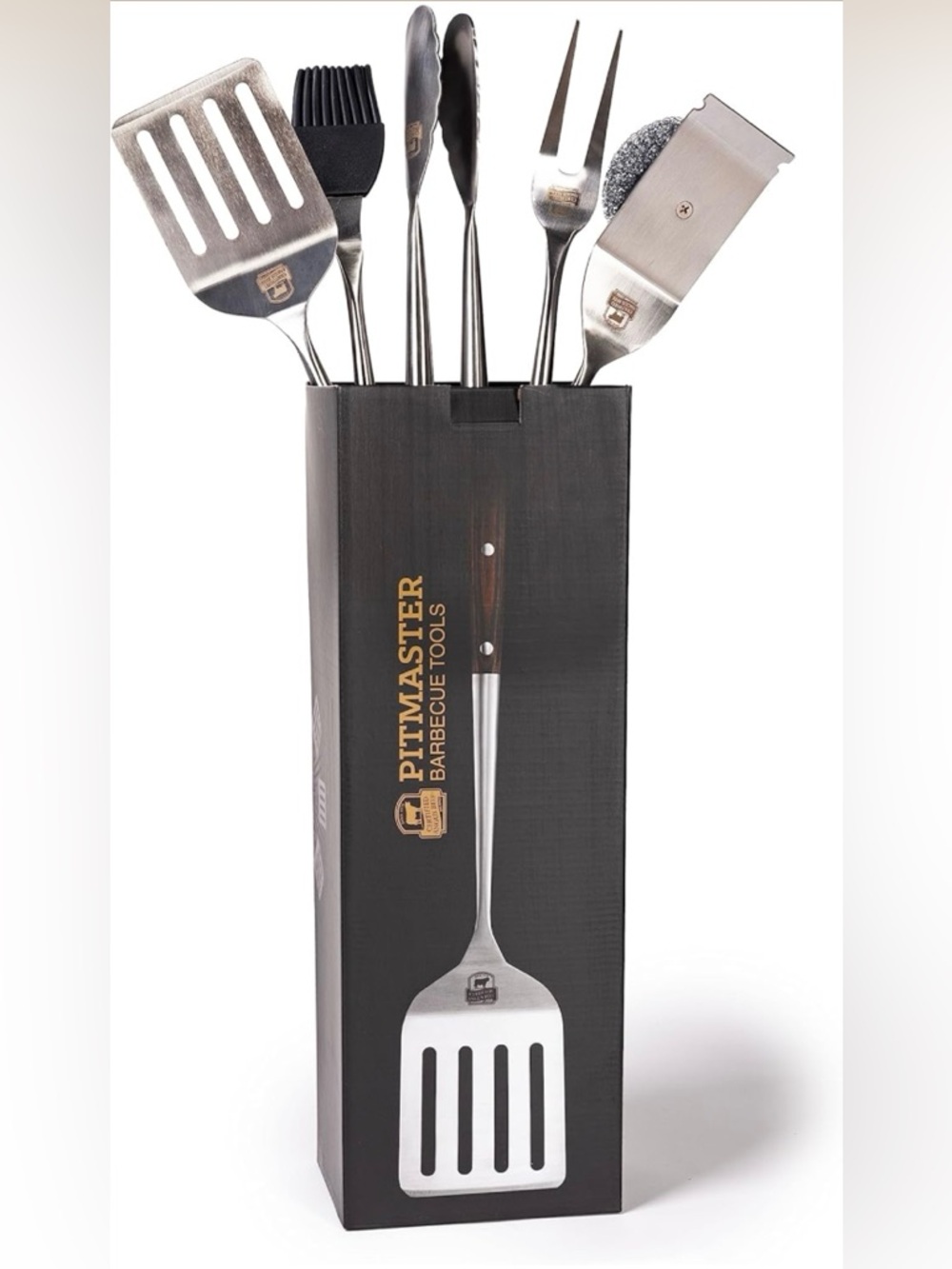 BBQ Tool Set in Stainless Steel and Wood-Handle